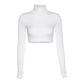 Basic Sheath Women Solid Turtleneck Tshirt Autumn Stretch Casual Undershirt Female All-match Street Activity Crop Tops