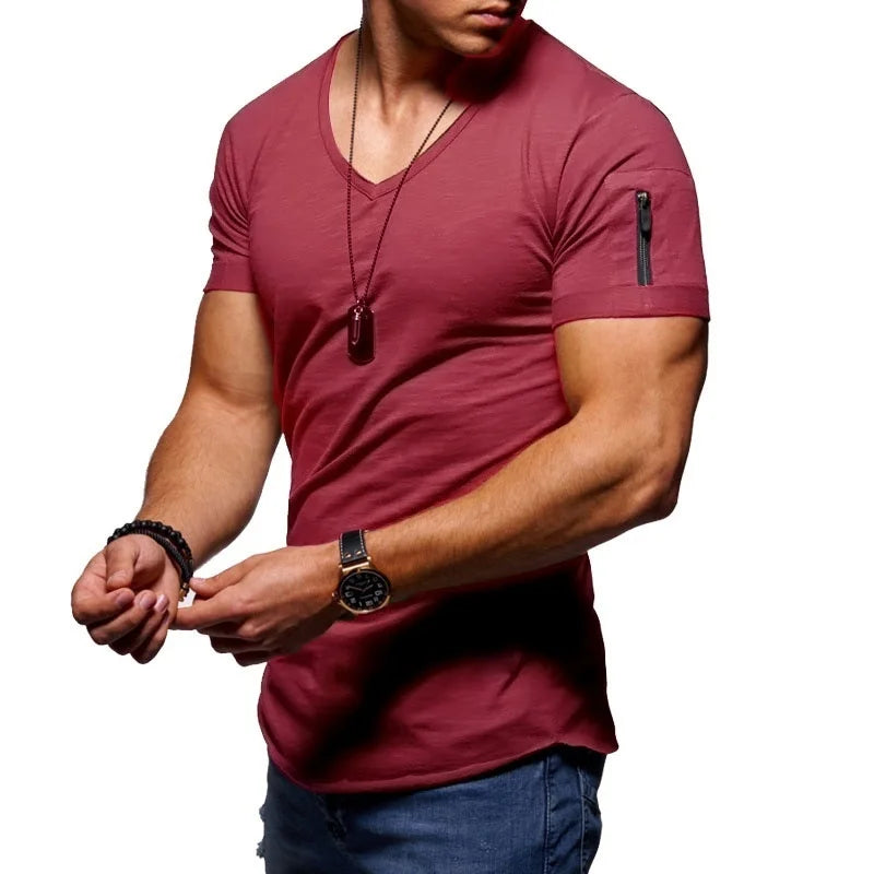 Men's V-Neck Fitness T-Shirt Color Set 1