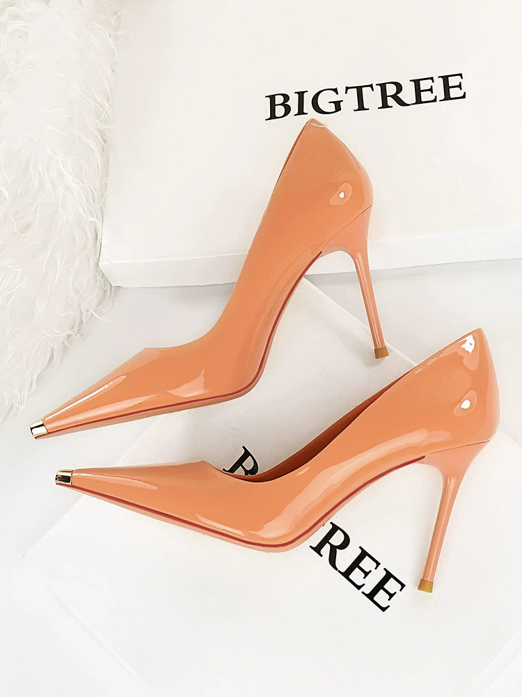 Sexy Slimming Glossy Metal Super High Heels