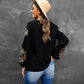 Fashion Embroider Fashion Black Pullover Long Sleeves T-shirt