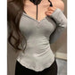 Plus Size Plus Size Ladies off-Shoulder Long Sleeves Spring Pure Desire T-shirt