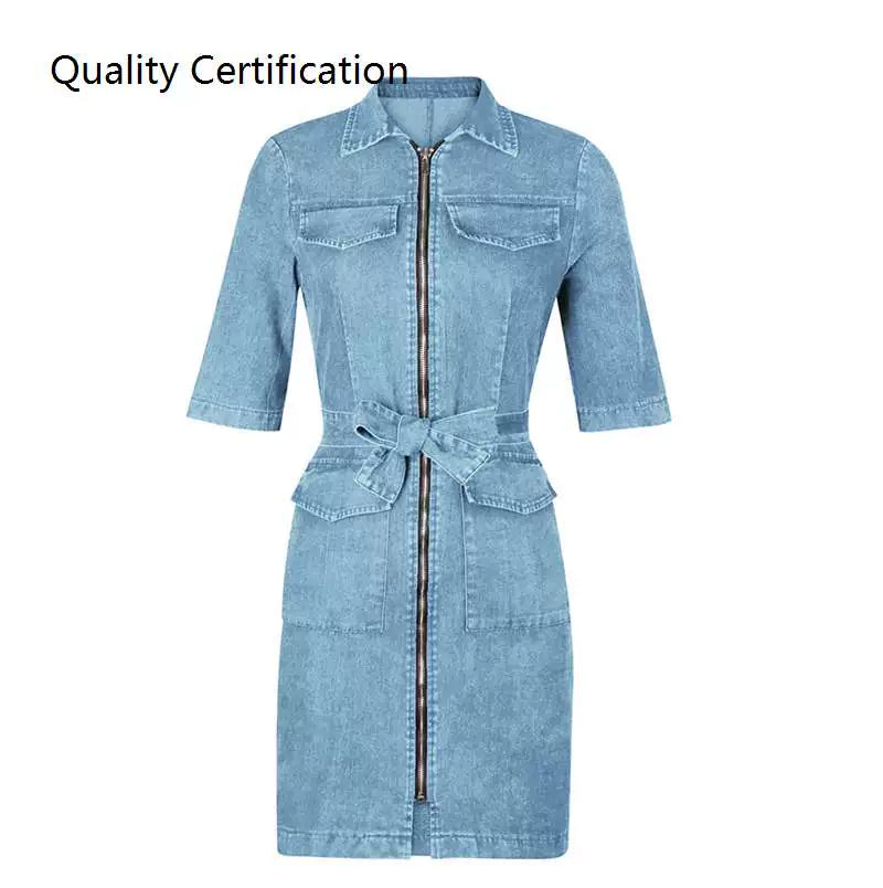 Denim Faux Jean Dress Party Dress Elegant Sundress