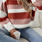 Fashion Stripe Texture Feeling Pullover Sweater Fall and Winter New Arrival Casual Belly Covering Lady Thermal round-Neck Knitwear Tops