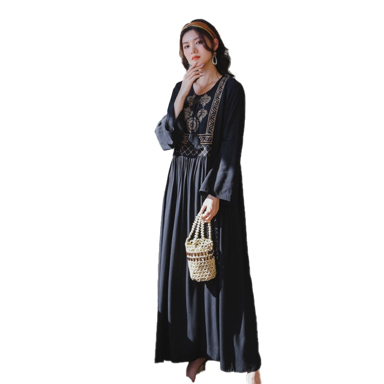 Women's Plus Size Ladies Summer Loose round Neck Embroidered Dress