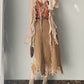 Vintage Brown Asymmetrical Mid Length Long Length Skirt