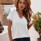 V Neck T-shirt European and American Leisure Thin Half Sleeve Pullover Lace