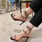 Same Style Ankle-Strap Buckle Sandals Stiletto Open Toe Rhinestone