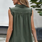 Fashion Turtleneck Buttons Ruffled Casual Sleeveless Vest