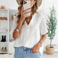 Pure Color Fashion All-Match V Neck Pullover Short-Sleeved Shirt