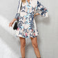 Loose Slim Fit Print Single Row Multi-Buckle Knee Length Dress