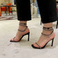 Same Style Ankle-Strap Buckle Sandals Stiletto Open Toe Rhinestone