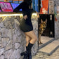 ABG Sexy Fashion Loose-Fit Sexy U Collar Slim Fit Slimming Knitted Long Sleeve Bottoming Dress Sheath Solid Color Ins