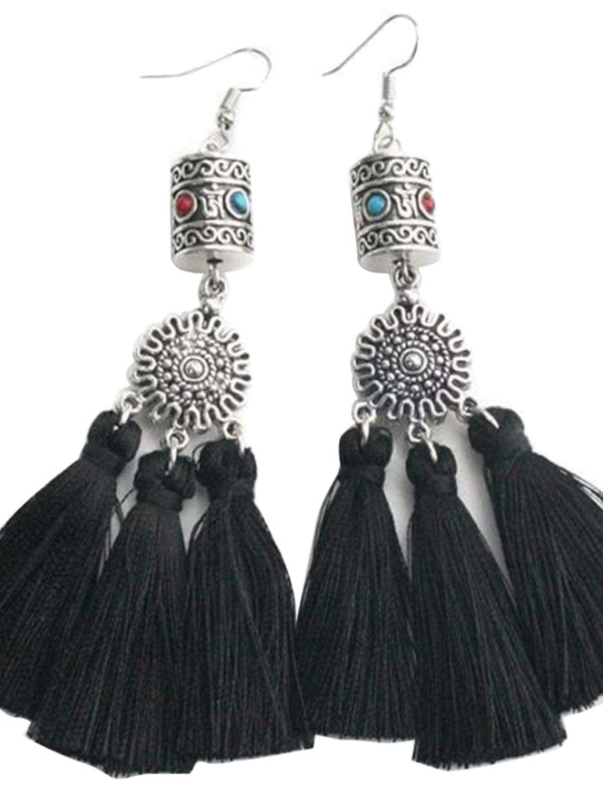 Invia Original Ethnic Women 925 Sterling Silver Tassel Earrings