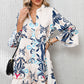 Loose Slim Fit Print Single Row Multi-Buckle Knee Length Dress