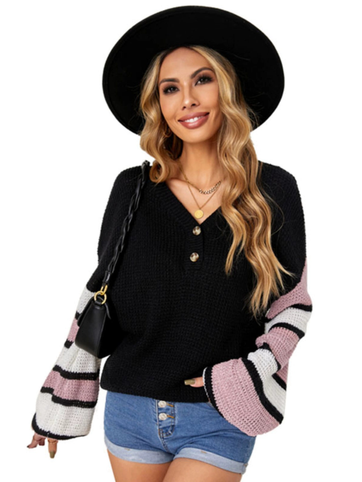 Fashion Loose Plus Size Autumn and Winter V-neck Knitting Sweater