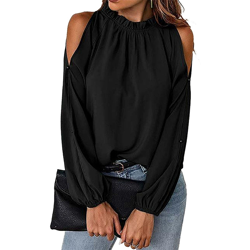 Off-the-Shoulder Long Sleeves Fashion Style Trendy Thin Pullover