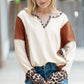 Fashion Leopard Print Stitching Long Sleeve T-shirt Women 2024 Spring & Fall New V-neck Pullover Women Casual Pullover Tops