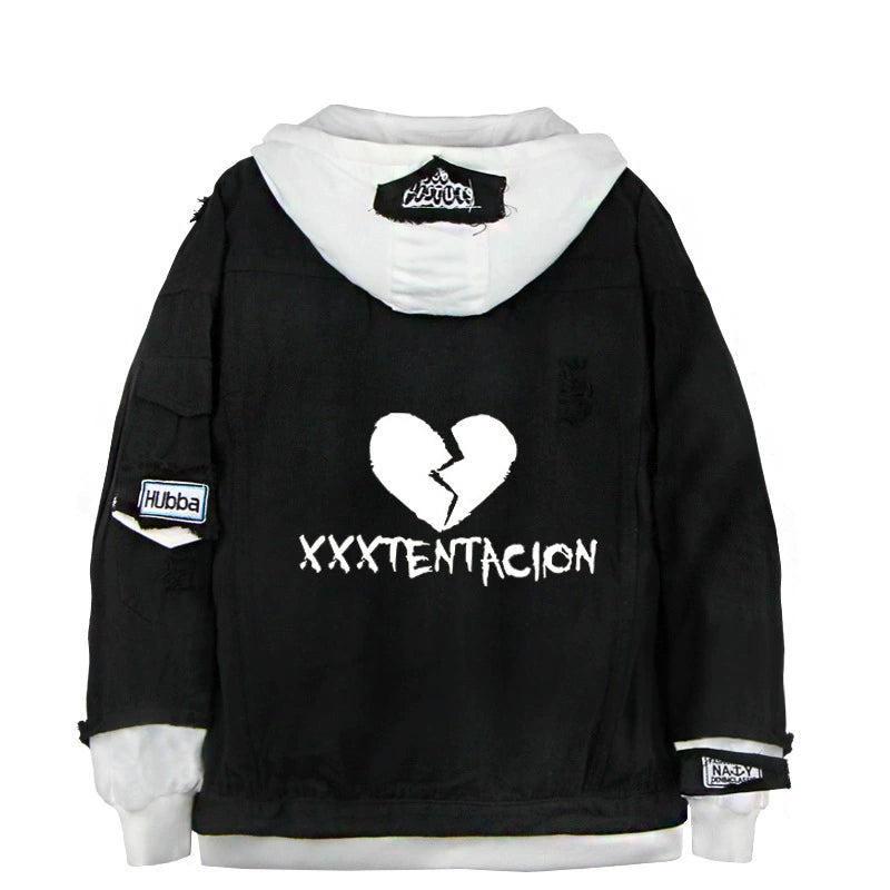 American Hip Hop Rapper XXXTentacion Fashion Trendy Men's Women's Hoodie Denim Sweater Coat Clothes