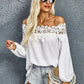 Off-the-Shoulder off-Neck Long Sleeve Loose Top Lace Shirt