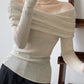 Off-Shoulder off-Neck Slim Fit Inner Wear Long Sleeve Sweater