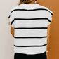 2024 Summer New Arrival Pullover Short Sleeve Knitting Tops Women's Fashion Stripes Print Casual Loose Three-Quarter Sleeve T-shirt