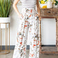 Fashion High Waist Thin Slim Striped Floral Jumpsuit