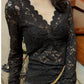 Autumn and Winter V-neck Long Sleeve Black Slim-Fit Bottoming Shirt Lace