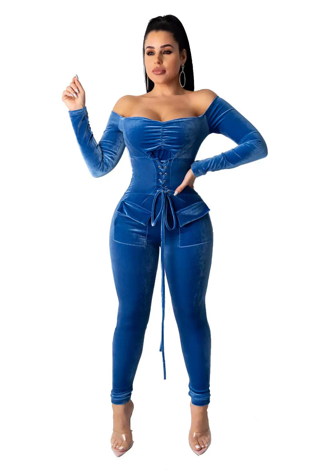 Sleeves Slash Neck Long Rompers Sexy Party Jumpsuits 202