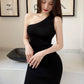 Net Red Shoulder Sleeveless Slim Knit Dress