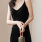 Black Velvet French Retro Underwear Sling Dress