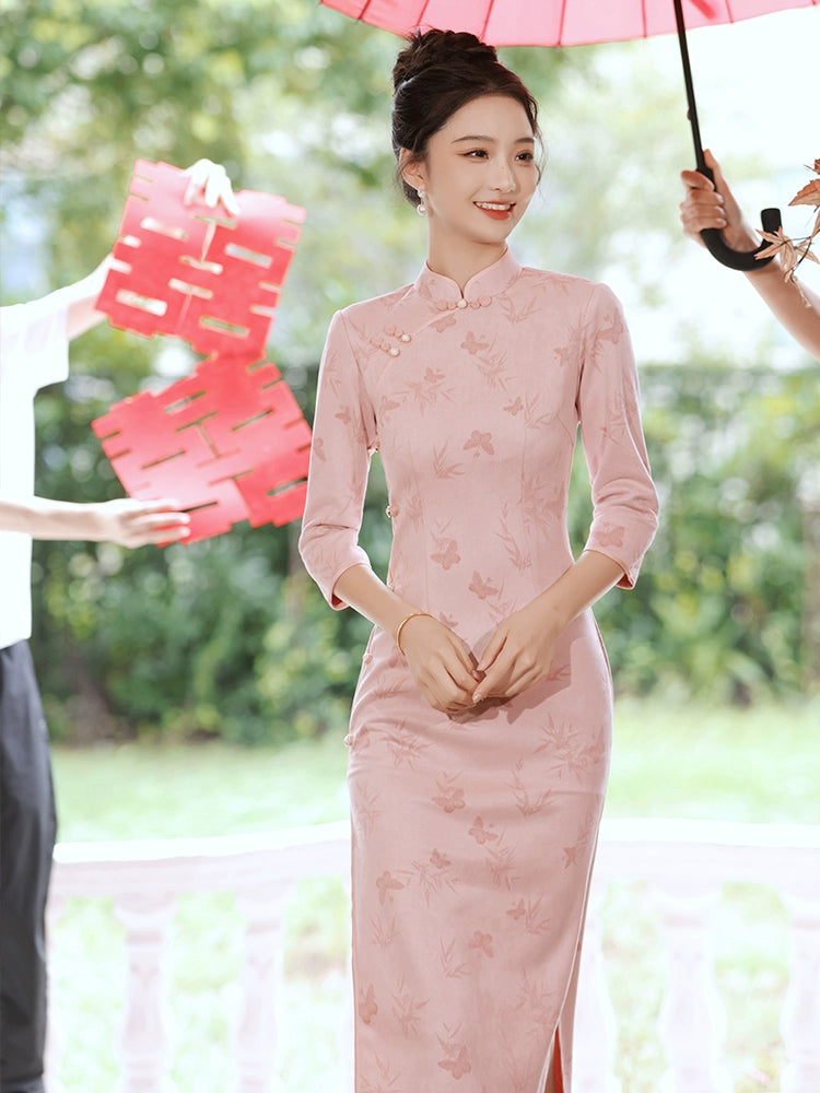 Pink Evening Gown New Chinese Style Short Women's Clothes Cheongsam