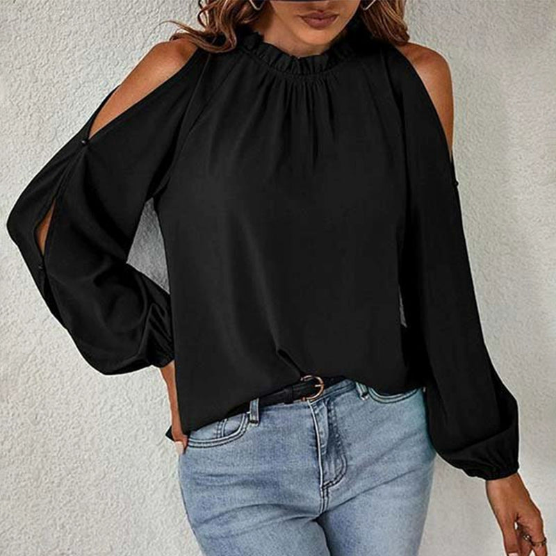 Off-the-Shoulder Long Sleeves Fashion Style Trendy Thin Pullover