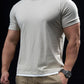 Men's Summer American Style Fake Two Pieces Short Sleeve Sports Workout Elastic T-shirt Trendy Solid Color Casual Breathable Half Sleeve