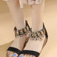 Spring and Summer Dangling Beads Toe Covering Chinese Style Wedge Heel Travel Sandals