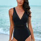 Fashion Seaside Vacation Triangle One-Piece Swimsuit Amazon New Deep V-neck Strap Open Back Conservative Cover Belly Swimsuit