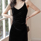 Black Velvet French Retro Underwear Sling Dress