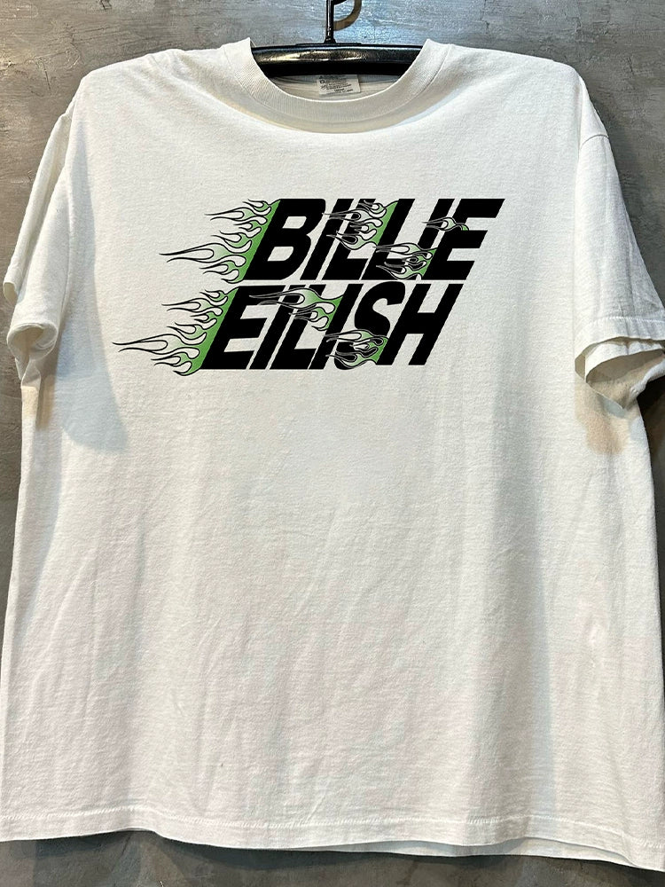 Billie Eilish Birish Fashion Rapper Street Chic Hip-Hop Fashionable Brand Loose Short Sleeve Men's and Women's T-shirt