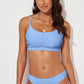 Pure Color Women's Fashion Swimsuit with Chest Pad Wireless Cup Separates