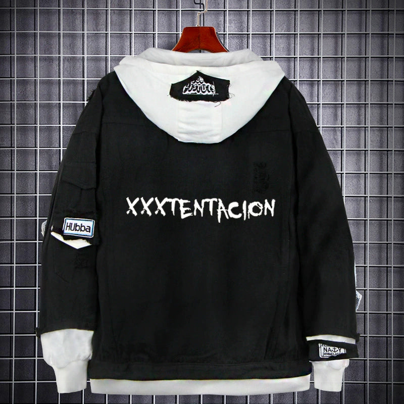 American Hip Hop Rapper XXXTentacion Fashion Trendy Men's Women's Hoodie Denim Sweater Coat Clothes