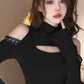 Off-the-Shoulder Autumn and Winter Sexy Half-High Collar Long Sleeves Small Top