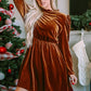 Fall and Winter Fashion Velvet Knee-Length Long Sleeves Dress