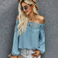 Off-the-Shoulder off-Neck Long Sleeve Loose Top Lace Shirt