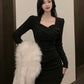 Fall and Winter Plus Size Ladies Slim Fit Stylish Ruched Dress