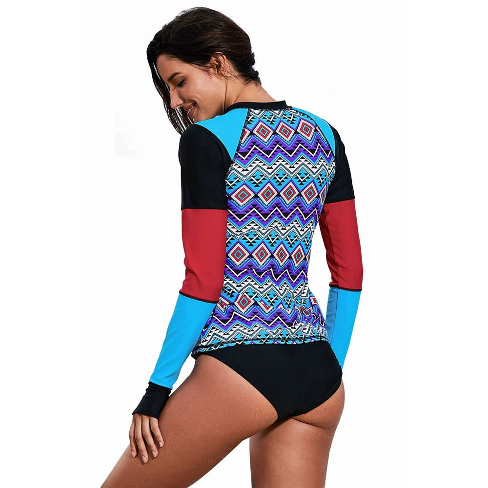 Clearance Special Offer 19.9 Surfing Suit One-Piece Set Women European and American New Print Slimming Pullover Hot Spring Swimsuit 410922