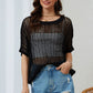 Fashion Mesh Knitting Wool Short-Sleeved T-shirt Female 2024 Summer New round Neck Loose Easiest for Match Half-Sleeve Top