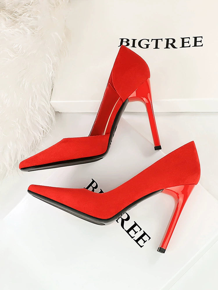 OL Fashion Suede Side Hollow-out plus Size Super High Heels