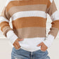 Fashion Stripe Texture Feeling Pullover Sweater Fall and Winter New Arrival Casual Belly Covering Lady Thermal round-Neck Knitwear Tops