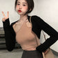 Pure Desire Wind Black Autumn Hot Girl Top Knitted Cardigan