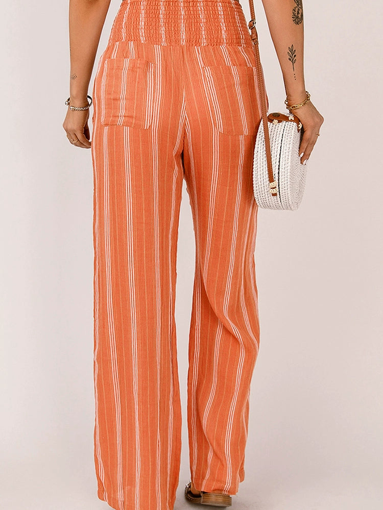 2024 Summer New Arrival Stripes Casual Pants for Women Fashion Style Personality Slim Fit Easiest for Match High Waist Thin Straight-Leg Trousers Women