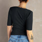 Fashion Breathable V Neck Pullover Base Top T-Shirt with Mid-Sleeves